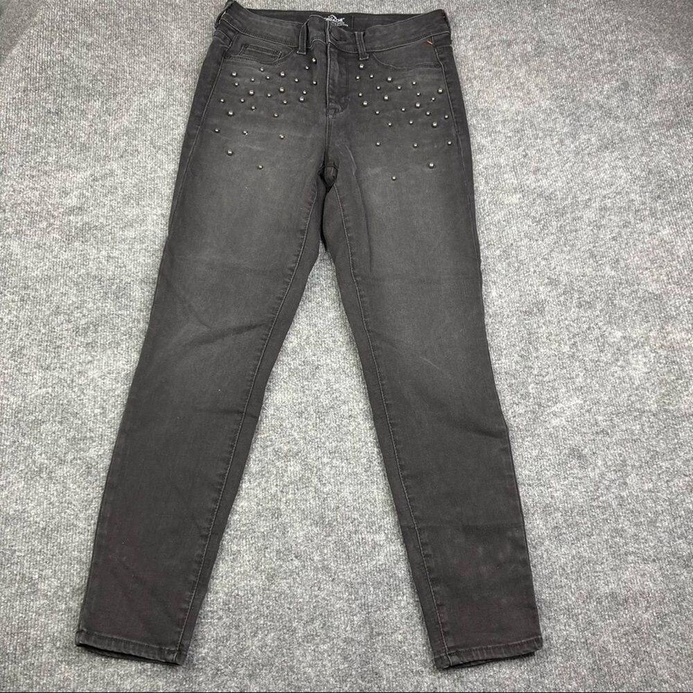 Jordache Jeans Womens Size 6 Black High Rise Ankle Legging Studded Skinny Fit